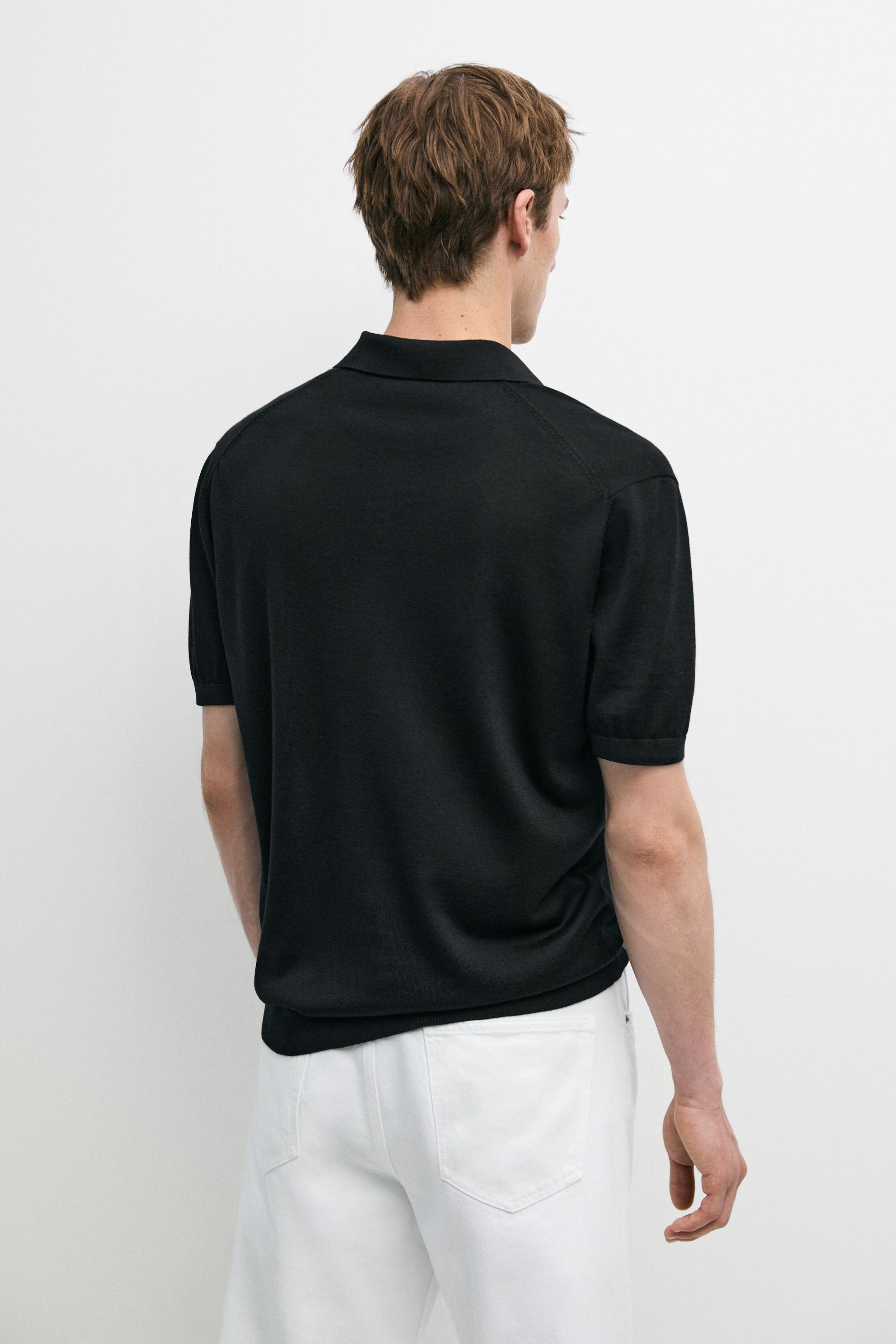 Wool blend knit polo shirt